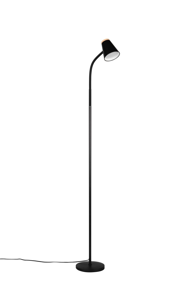Pongo Svart golvlampa från Trio Lighting - Den n&auml;tta formen och det vinkelbara lamphuvudet g&ouml;r Pongo m&aring;ngsidig och sm&auml;lter enkelt in i alla hem och stilar.