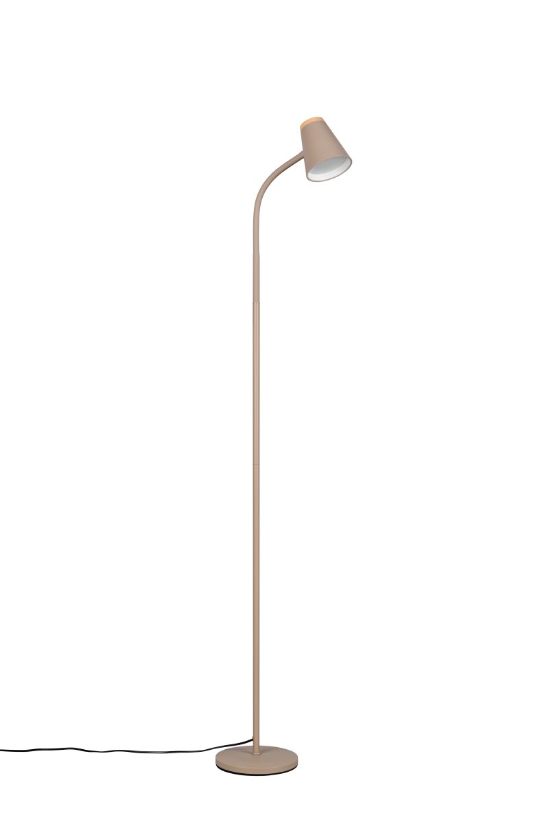 Pongo Beige golvlampa från Trio Lighting - Den n&auml;tta formen och det vinkelbara lamphuvudet g&ouml;r Pongo m&aring;ngsidig och sm&auml;lter enkelt in i alla hem och stilar.