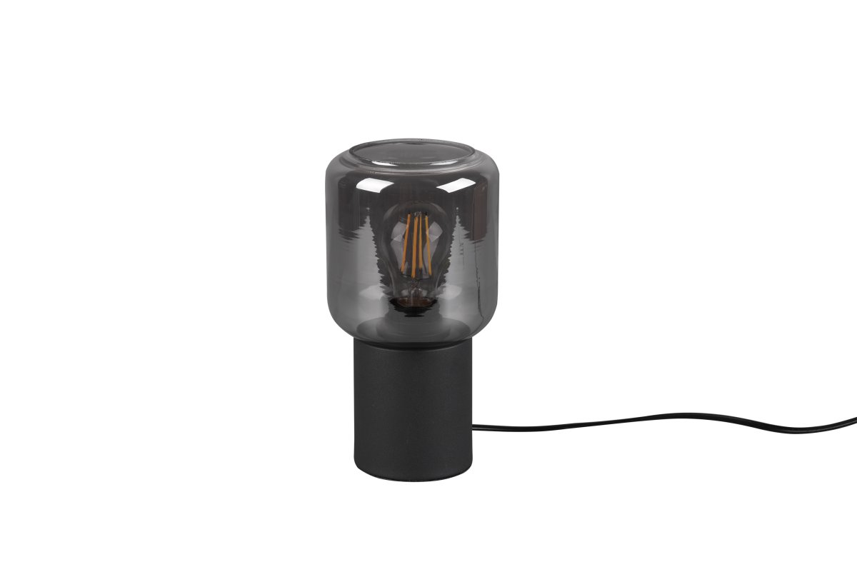 Nico 24cm Svart bordslampa från Trio Lighting - Den eleganta designen ser elegant ut och g&ouml;r lampan till ett dekorativt element p&aring; en byr&aring; eller ett sidobord.