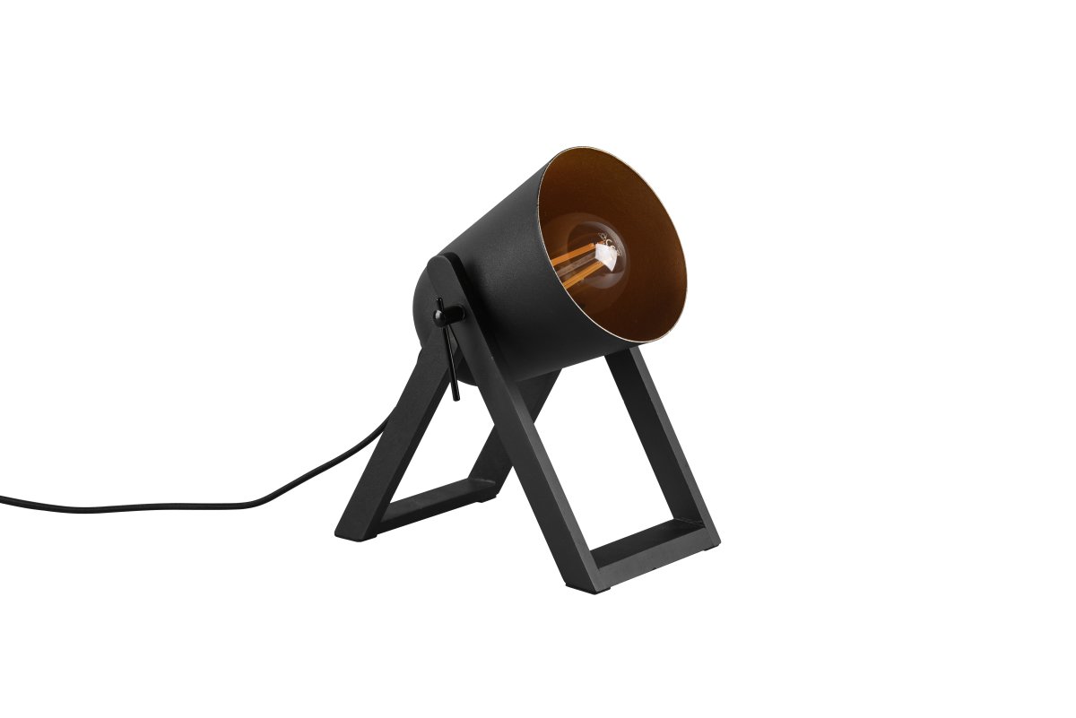 Marc 20cm Svart bordslampa från Trio Lighting - Bordslampan Marc &ouml;vertygar med sin eleganta blandning av form, f&auml;rg och material och utstr&aring;lar en modern k&auml;nsla som g&ouml;r den lilla bordslampan till ett riktigt blickf&aring;ng.