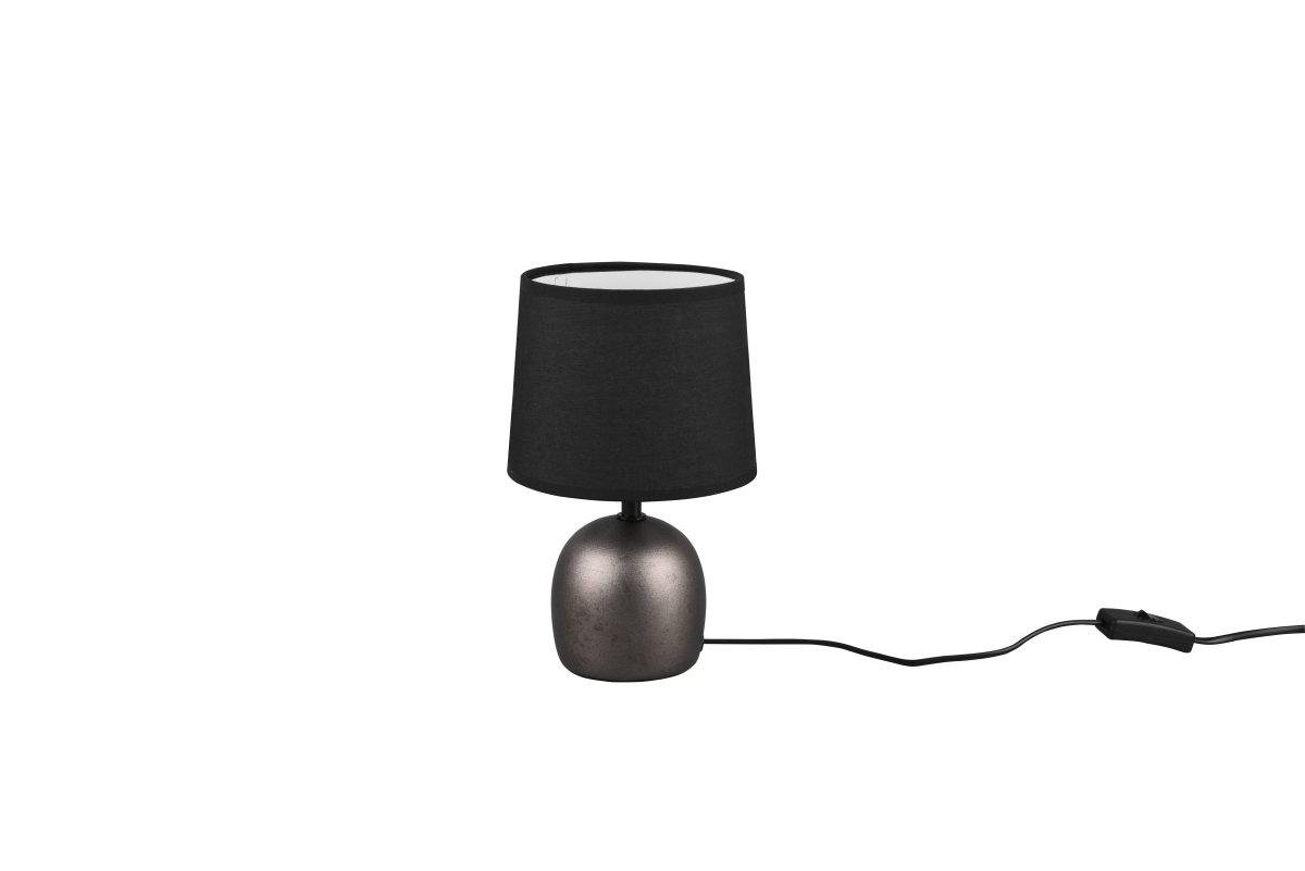Malu 26cm Antik nickel bordslampa från Trio Lighting - Det indirekta ljuset fr&aring;n den svarta sk&auml;rmen med vit insida i kombinaton med lampfoten av keramik i en antik nickel finish skapar en st&auml;mningsfull k&auml;nsla i rummet.