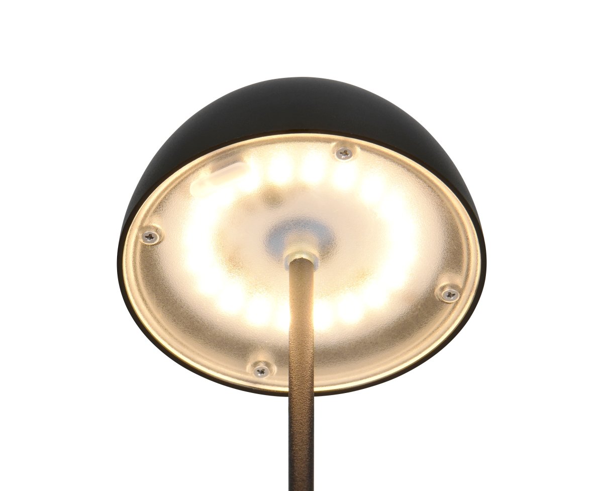 Ortiz 20cm Svart portabel från Trio Lighting - Medf&ouml;ljer 1m USB kabel f&ouml;r uppladdning och lampan laddas upp p&aring; 2h och kan sedan lysa i upp till 3h.