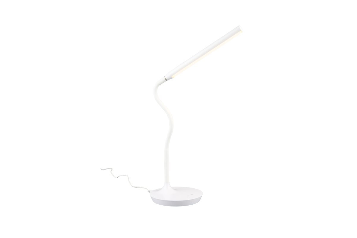 Toro 38cm Vit skrivbordslampa från Trio Lighting - Justeringen av f&auml;rgtemperaturen mellan varmvitt till kallvit ljus &auml;r lika imponerande som den praktiska 4-stegs touch-funktionen p&aring; lampfoten.