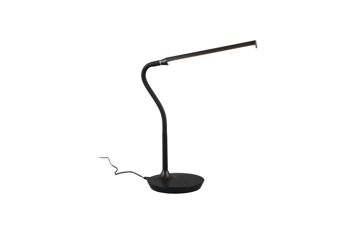 Toro 38cm Svart skrivbordslampa från Trio Lighting - Justeringen av f&auml;rgtemperaturen mellan varmvitt till kallvit ljus &auml;r lika imponerande som den praktiska 4-stegs touch-funktionen p&aring; lampfoten.