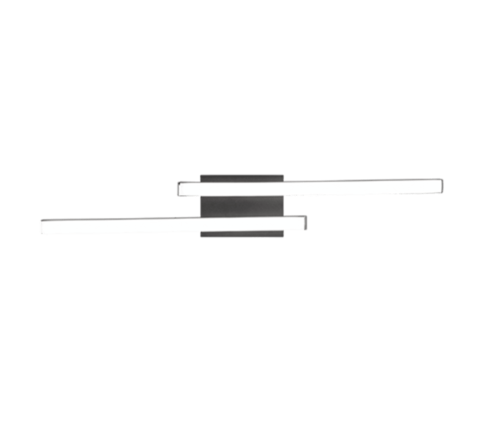 Route 56cm Svart plafond från Trio Lighting - Den tv&aring;delade taklampan avger ett starkt varmvitt ljus och &auml;r idealisk f&ouml;r belysning av stora vardagsrum eller k&ouml;k.