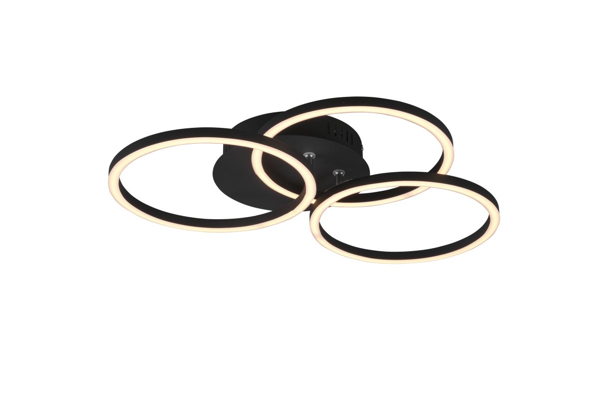 Circle Ø43 Svart plafond från Trio Lighting - De vridbara modulerna i Circle l&auml;mnar inga design&ouml;nskem&aring;l ouppfyllda och diametern g&aring;r d&auml;rmed att justera fr&aring;n 24cm till 43cm och erbjuder kreativa arrangemangsm&ouml;jligheter.