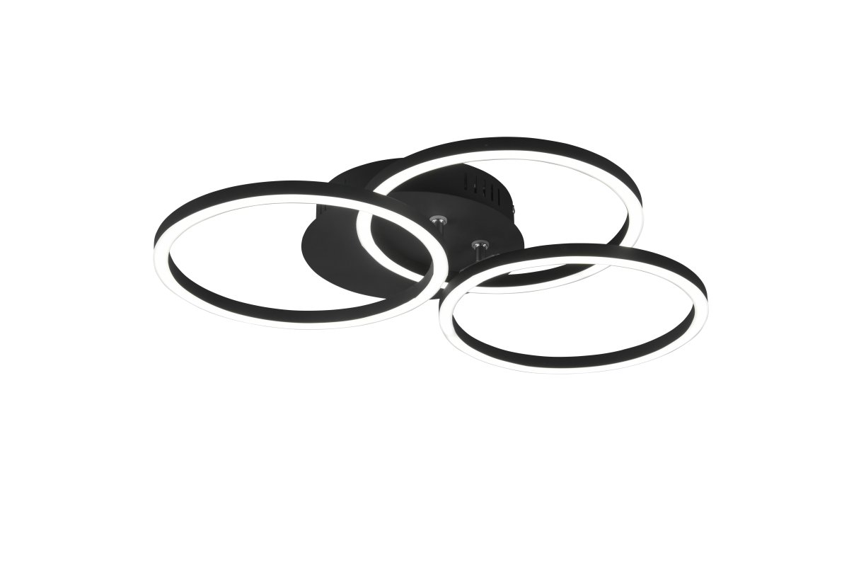 Circle Ø43 Svart plafond från Trio Lighting - De vridbara modulerna i Circle l&auml;mnar inga design&ouml;nskem&aring;l ouppfyllda och diametern g&aring;r d&auml;rmed att justera fr&aring;n 24cm till 43cm och erbjuder kreativa arrangemangsm&ouml;jligheter.