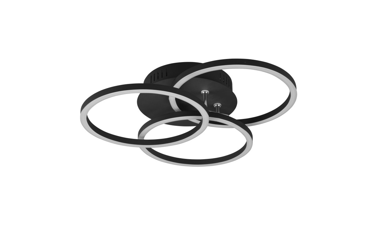 Circle Ø43 Svart plafond från Trio Lighting - De vridbara modulerna i Circle l&auml;mnar inga design&ouml;nskem&aring;l ouppfyllda och diametern g&aring;r d&auml;rmed att justera fr&aring;n 24cm till 43cm och erbjuder kreativa arrangemangsm&ouml;jligheter.