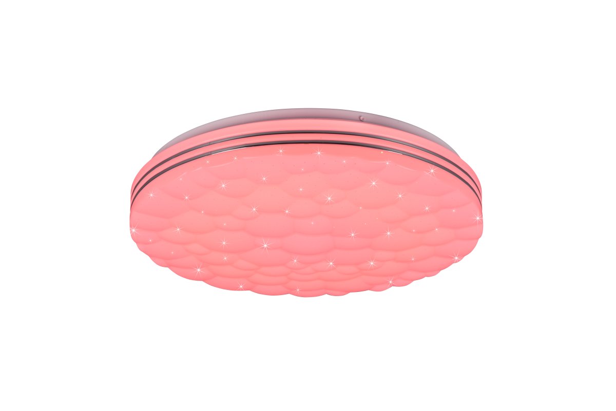 Tiger Ø38 Vit barnlampa från Trio Lighting - Med hj&auml;lp av den medf&ouml;ljande fj&auml;rrkontroll kan b&aring;de ljusf&auml;rg och ljusstyrka regleras stegl&ouml;st och individuellt.