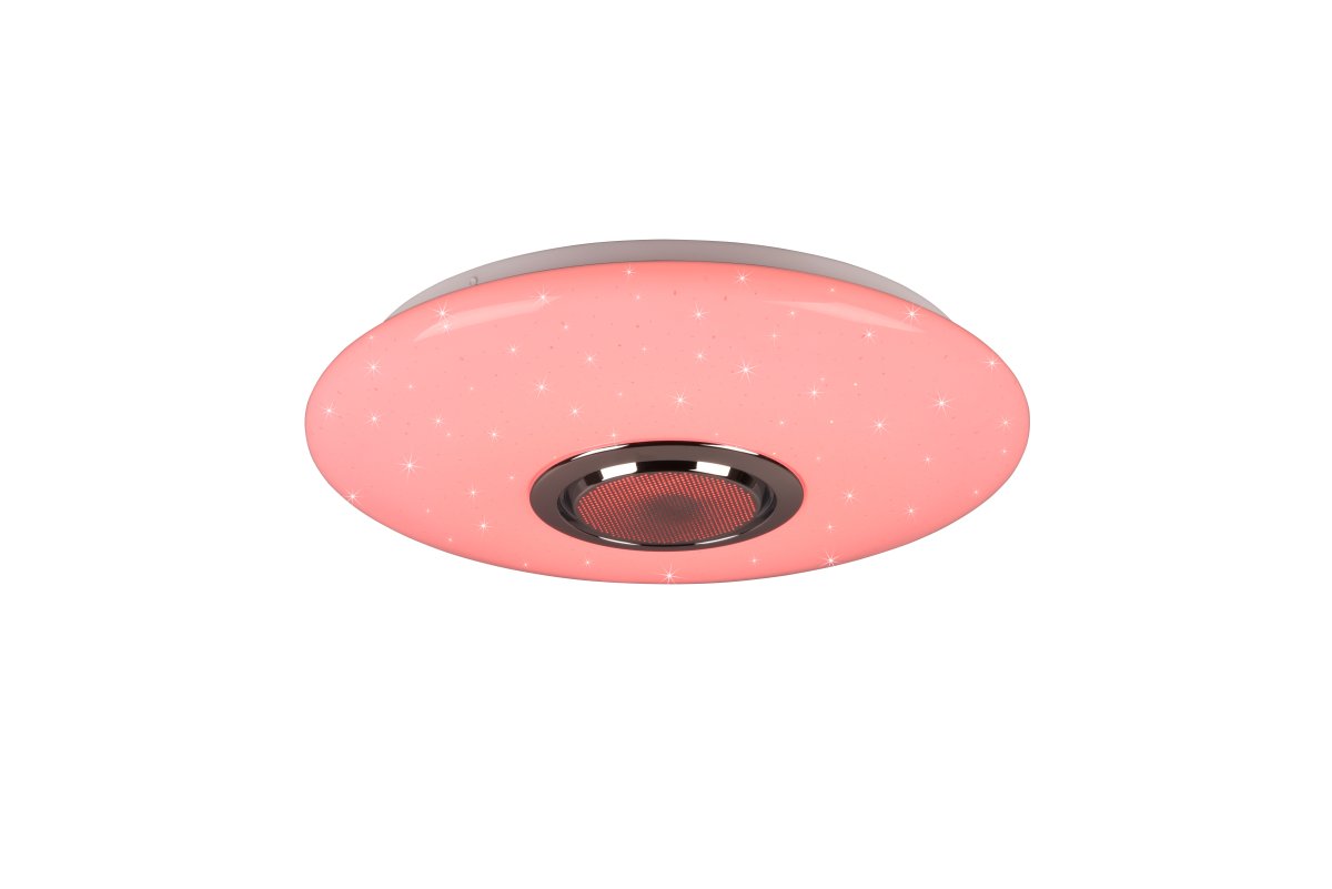 Musica Ø40 Vit barnlampa från Trio Lighting - Taklampan Musica sprider gott hum&ouml;r med en integrerad Bluetooth-h&ouml;gtalare och ger r&auml;tt ljus f&ouml;r en st&auml;mningsfull milj&ouml;.