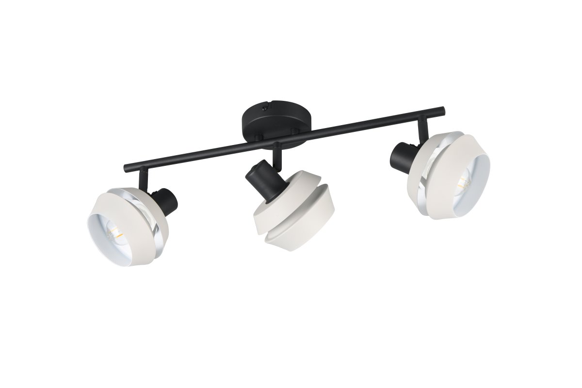 Isla 3 Ljusgrå spotlight från Trio Lighting - Med sin tidl&ouml;sa estetik i mattsvart och varmgr&aring;a sk&auml;rmar &auml;r den ett perfekt komplement till alla hem.