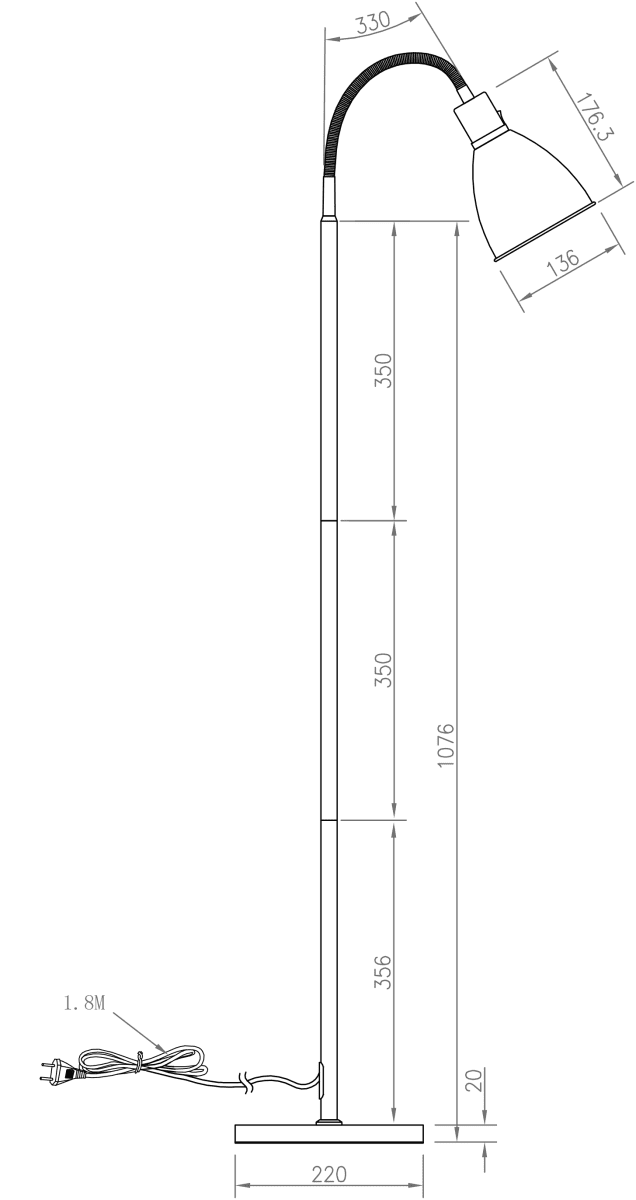 Idre 1 Vit golvlampa från Aneta Lighting - Idre &auml;r en stilren golvlampa i mattvit metall med en elegant dekorring i krom.