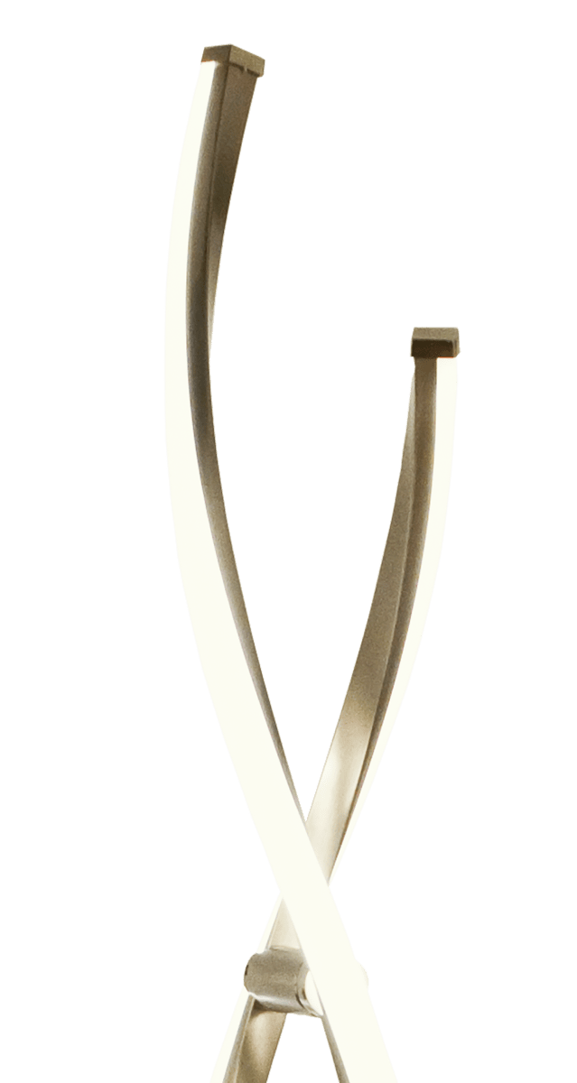 Swirl Stål golvlampa från Aneta Lighting - Den snurrade formen skapar liv och ger fin ljusspridning i rummet, som framh&auml;vs av den inbyggda integrerade LED-belysningen.