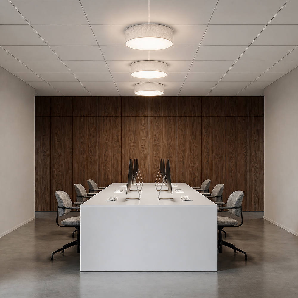 Soft Ø60 Vit linne plafond från Belid - Soft &auml;r en stilren plafond som sprider ett mjukt och behagligt ljus i rummet.