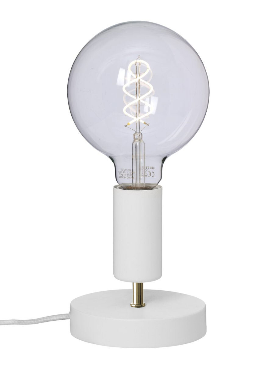 Spartan 13cm Vit bordslampa från Cottex - Spartan &auml;r en dekorativ bordslampa med eleganta m&auml;ssingdetaljer.