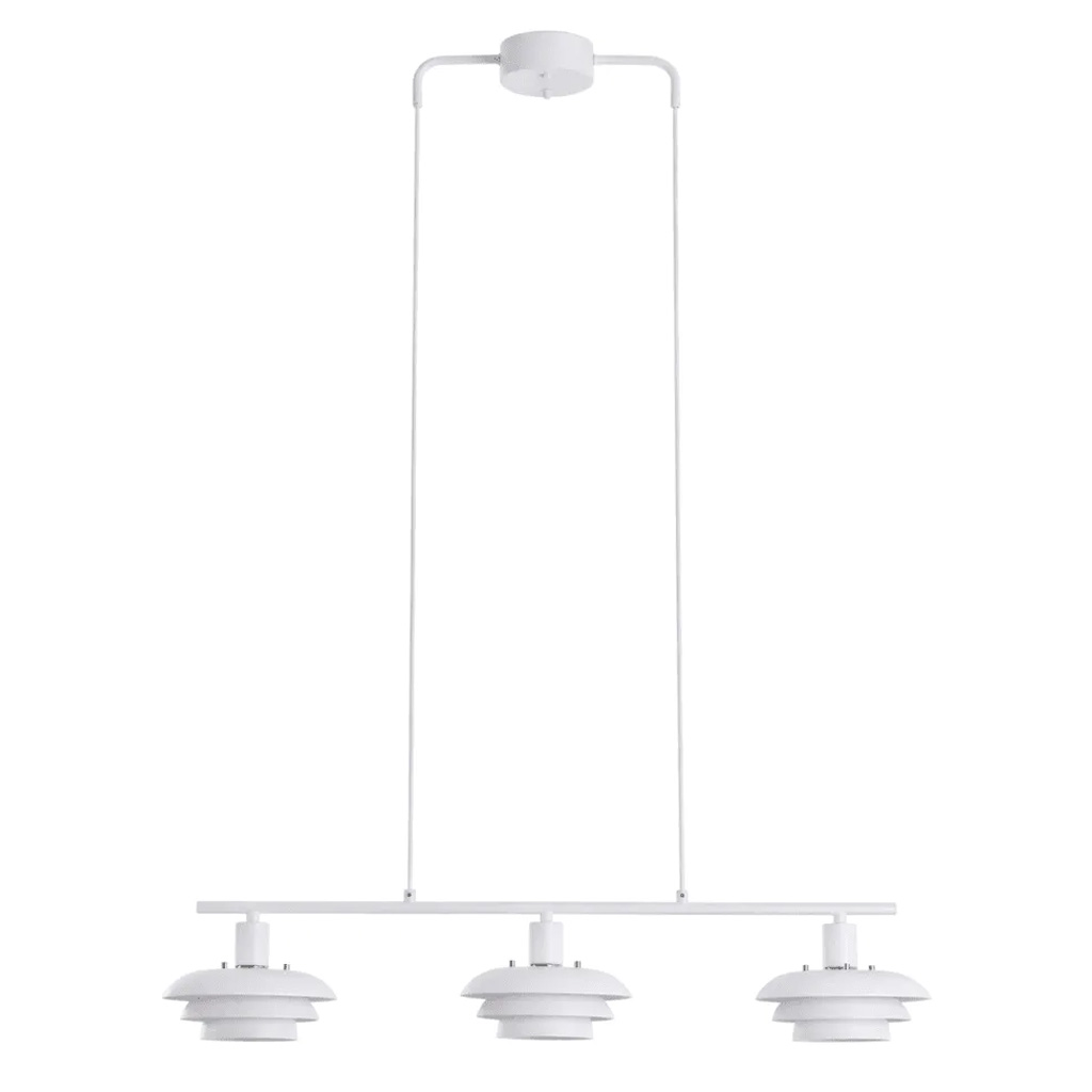 Stealth 86cm Vit taklampa från Nordic Lighting - Stealth &auml;r en stilren taklampa i vit metall med tre ned&aring;triktade sk&auml;rmar som ger ett behagligt, riktat ljus &ouml;ver exempelvis matbord eller k&ouml;ks&ouml;.