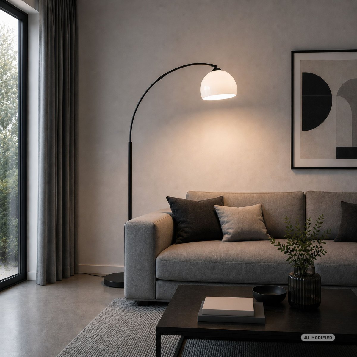 Vessa Svart golvlampa från Brilliant - Vessa &auml;r en stilren golvlampa i svart metall med en vit kupa i plast som ger lampan ett mjukt och elegant uttryck.