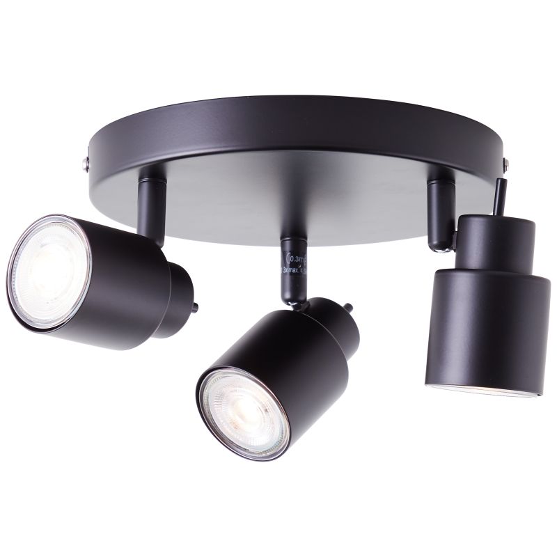 Andres 3 Svart spotlight från Brilliant - Ljuset kan riktas f&ouml;r att framh&auml;va detaljer eller lysa upp st&ouml;rre delar av rummet, och lampan kan monteras b&aring;de i tak och p&aring; v&auml;gg.