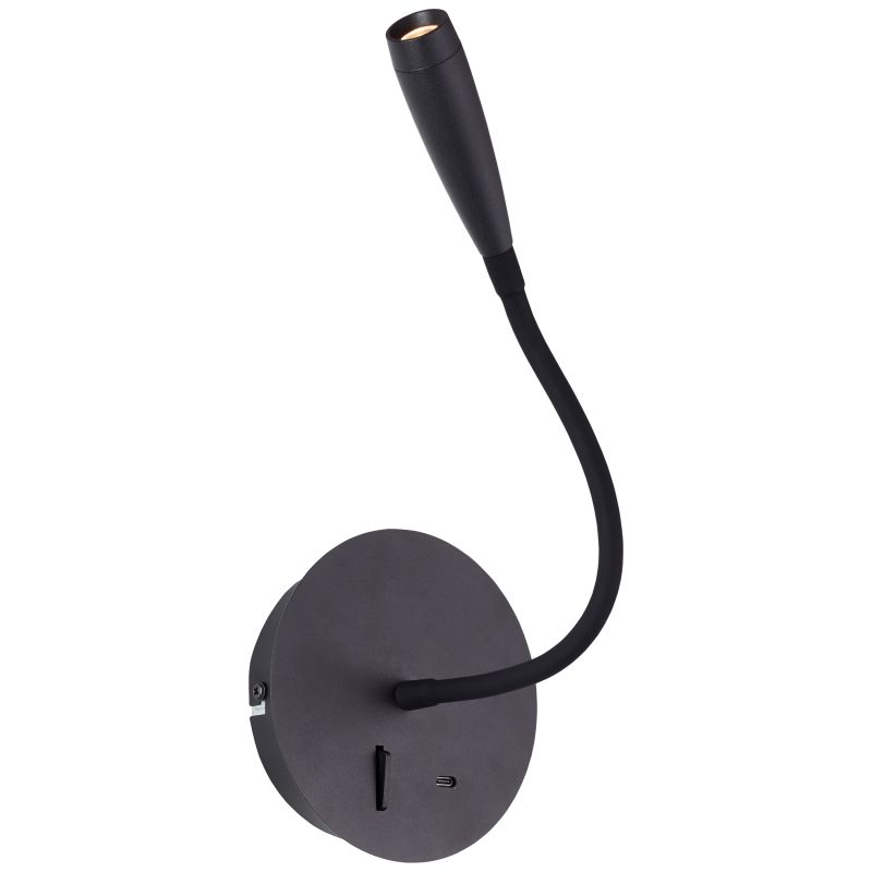 Jutta Svart läslampa från Brilliant - Med 170 lumen och varmvit ljusf&auml;rg &auml;r den perfekt som l&auml;sbelysning eller f&ouml;r en mysig atmosf&auml;r.