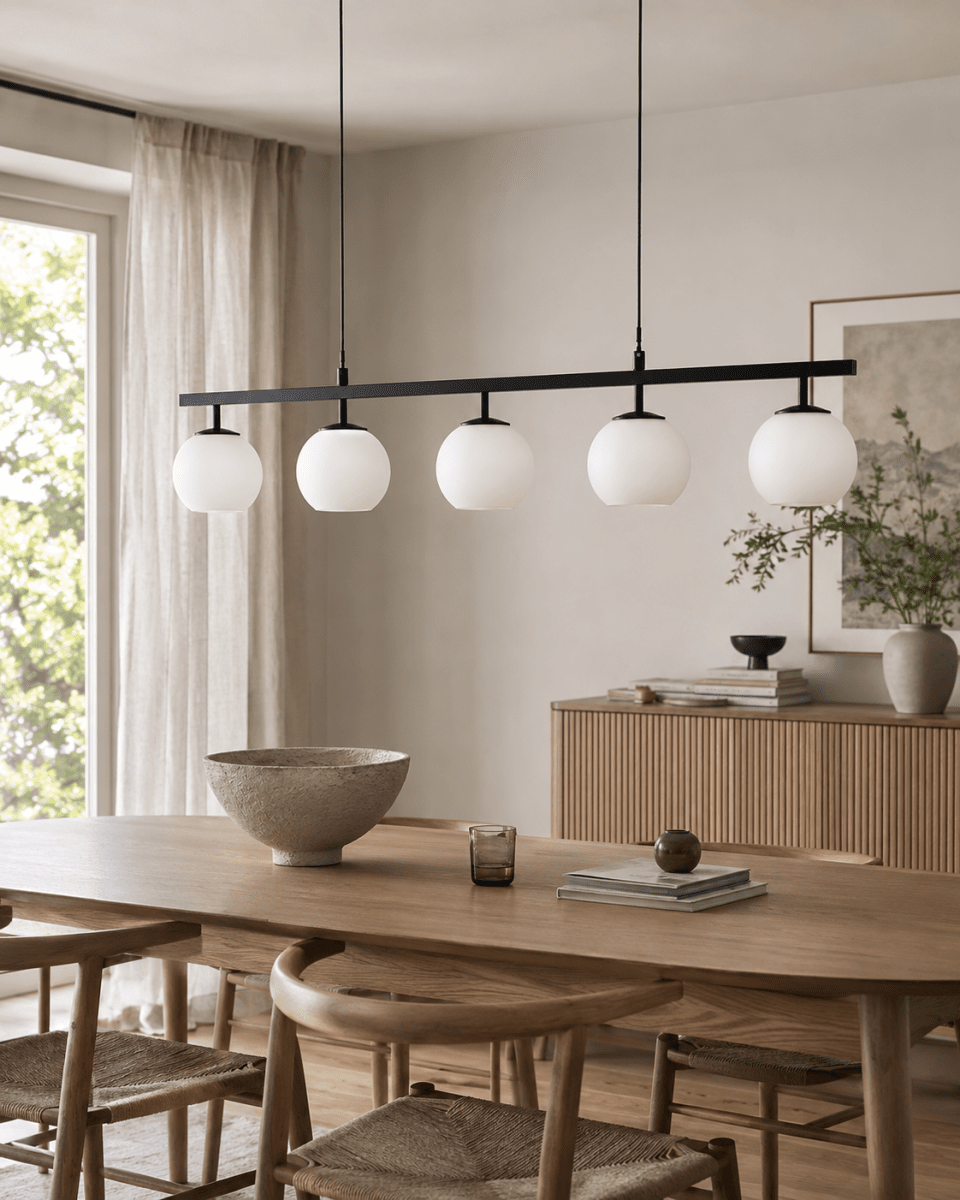 Globi 5 120cm Svart/vit taklampa från Nordic Lighting - Globi 5 blir ett dekorativt blickf&aring;ng som passar lika bra i moderna hem som i mer klassiska milj&ouml;er.