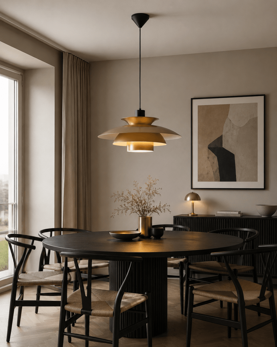 Stealth 2 Ø50 Guld taklampa från Nordic Lighting - Tillverkad av metall med guldig finish &auml;r den ett elegant och harmoniskt uttryck.