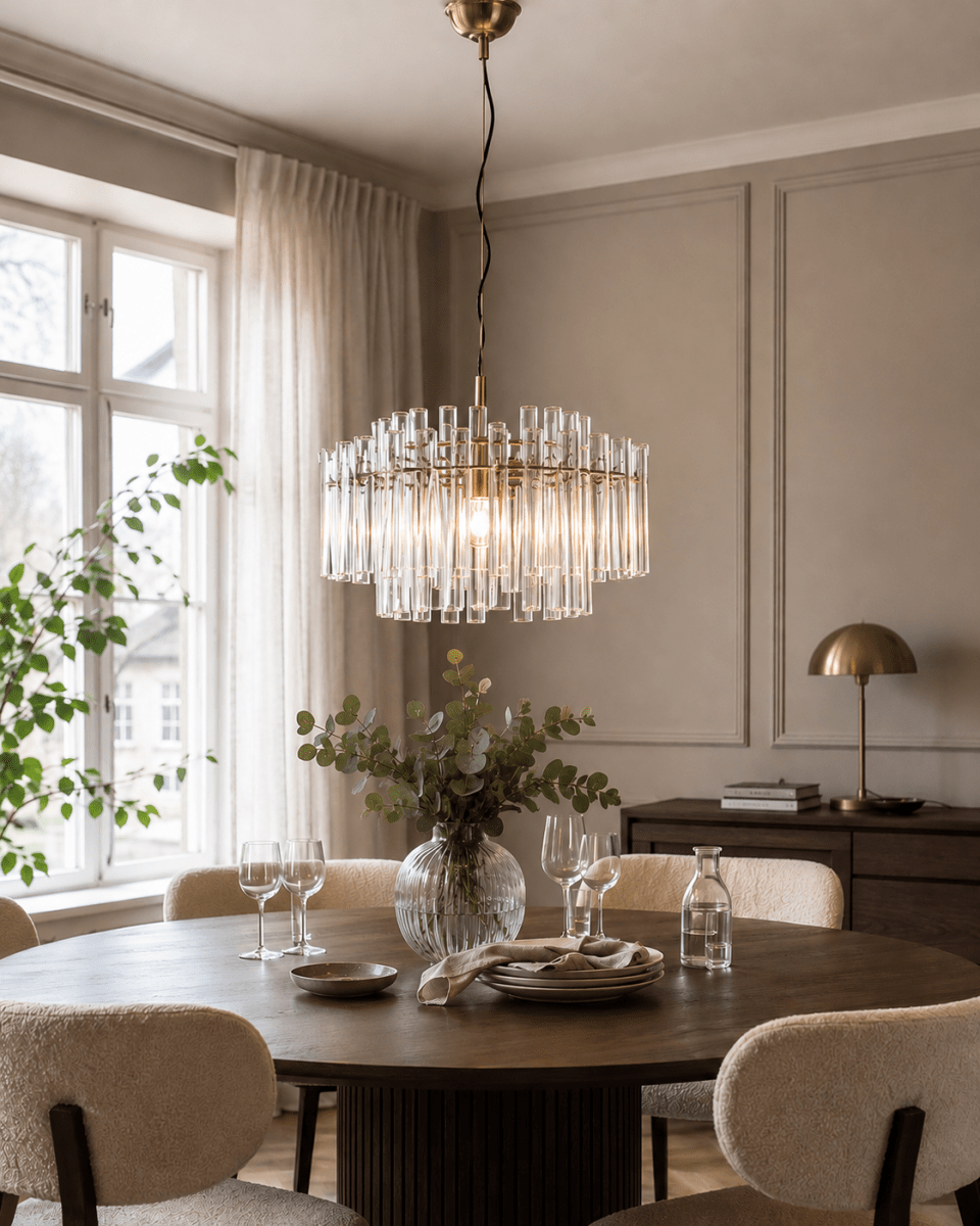 Lancaster Ø54 Mässing/transparent taklampa från Lampan - En lampa som kombinerar elegans och enkelhet p&aring; ett harmoniskt s&auml;tt &ndash; och som lyfter inredningen med sitt subtila sken och tidl&ouml;sa charm.