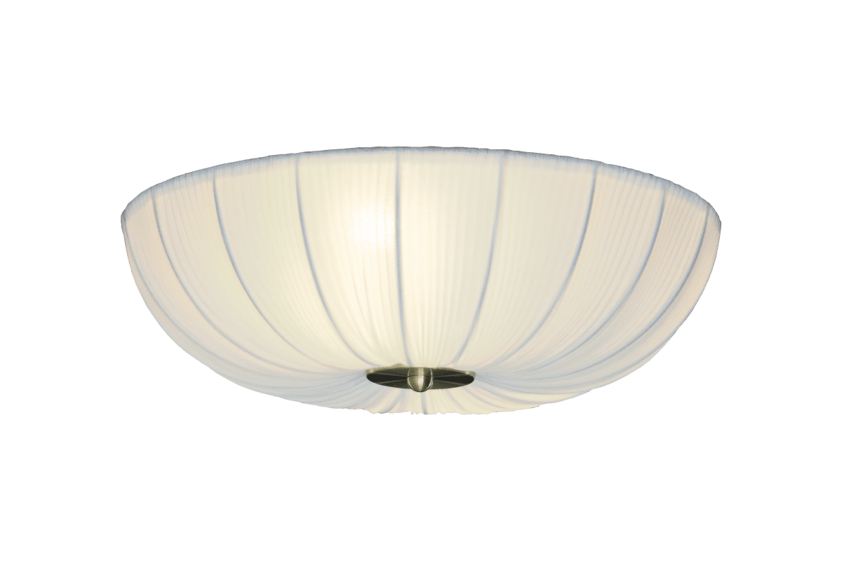 Lady Ø45 Vit plafond från Aneta Lighting - Kombinationen av den ljusa textilen och detaljerna i m&auml;ssing ger lampan ett stilfullt och tidl&ouml;st uttryck.