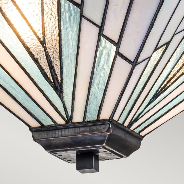 Alderley 38cm Flerfärgad från Elstead Lighting - Metallkomponenterna har en djup vintage bronz-finish och en klassisk art d&eacute;co-design, vilket ger en tidl&ouml;s och elegant look.
