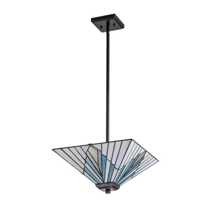 Alderley 38cm Flerfärgad från Elstead Lighting - Metallkomponenterna har en djup vintage bronz-finish och en klassisk art d&eacute;co-design, vilket ger en tidl&ouml;s och elegant look.