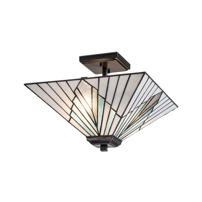 Alderley 38cm Flerfärgad från Elstead Lighting - Metallkomponenterna har en djup vintage bronz-finish och en klassisk art d&eacute;co-design, vilket ger en tidl&ouml;s och elegant look.