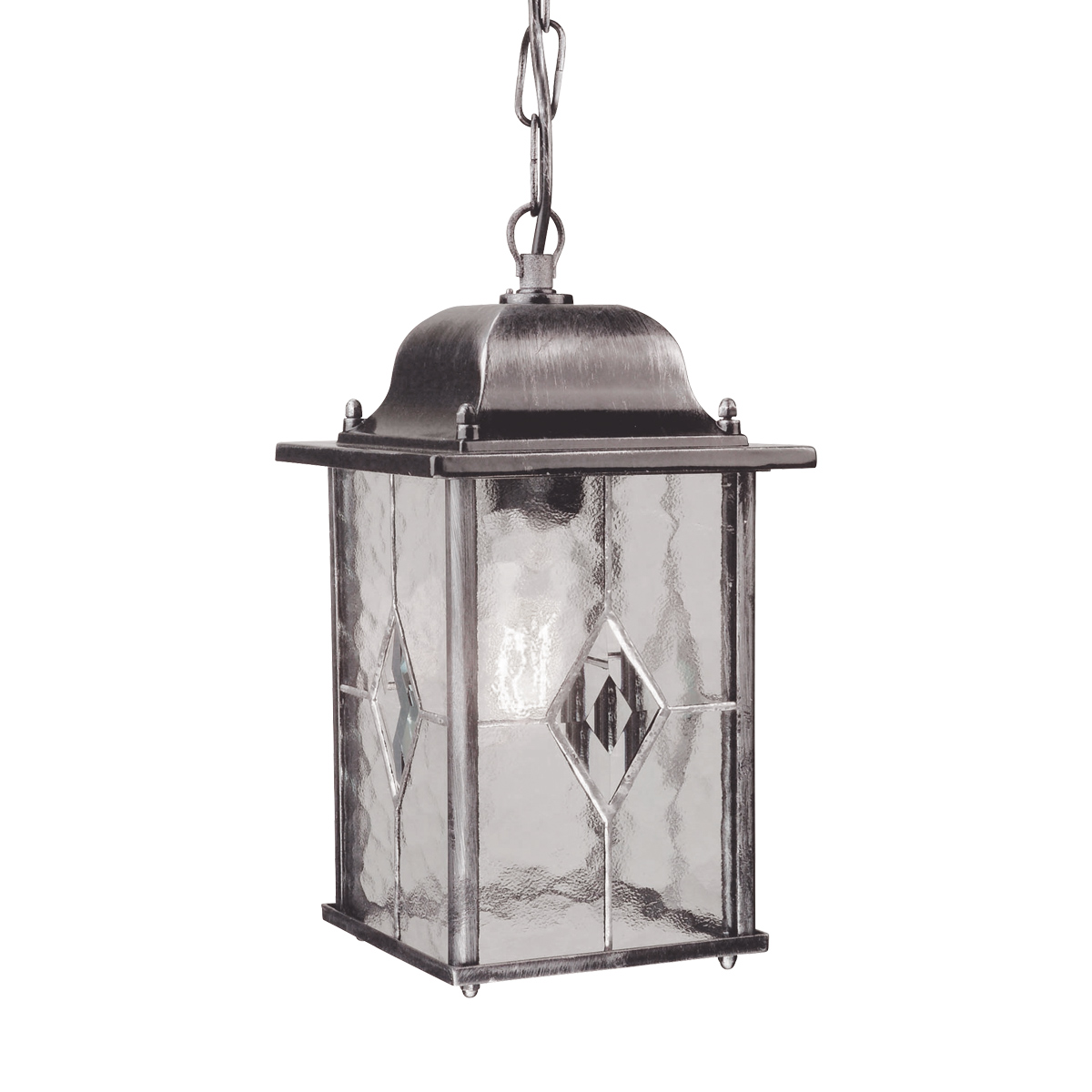 Wexford 16cm Silver från Elstead Lighting - Wexford &auml;r en klassisk h&auml;ngande utomhuslykta tillverkad av aluminium med en elegant finish i m&ouml;rk silver och dekorativa glaspartier med blyinfattat m&ouml;nster.
