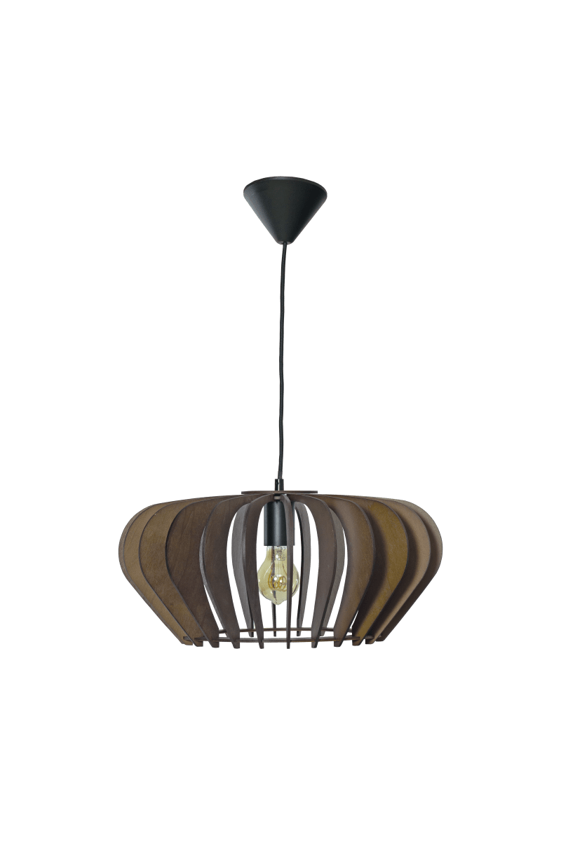 Calyps Ø44 Brun taklampa från Aneta Lighting - Den eleganta taklampan Calyps best&aring;r av plywoodlameller i mjukt rundad form som skapar en vacker ljus- och skuggeffekt.