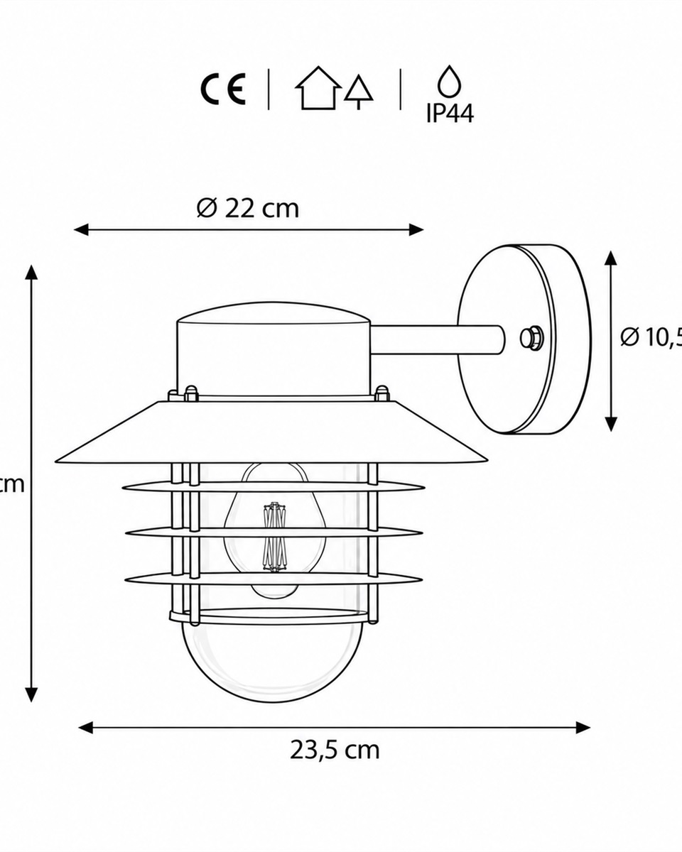 Ystad Svart utelampa från Nordic Lighting - Ystad v&auml;gglampa &auml;r en klassisk och stilren utomhuslampa i aluminium med klart glas.