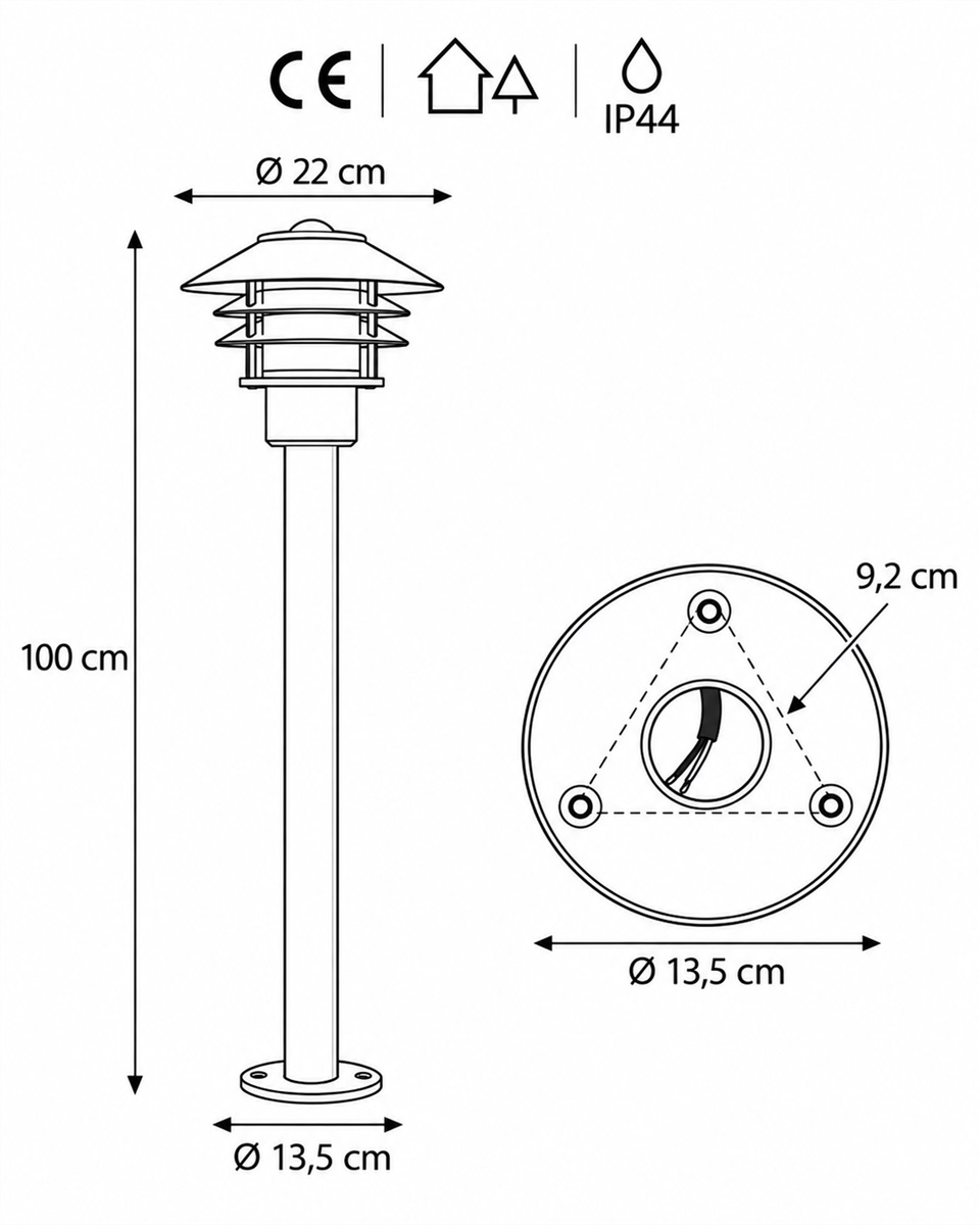 Ystad 100cm Svart pollare från Nordic Lighting - Ystad &auml;r en klassisk pollare i svart aluminium med inslag av klart glas.