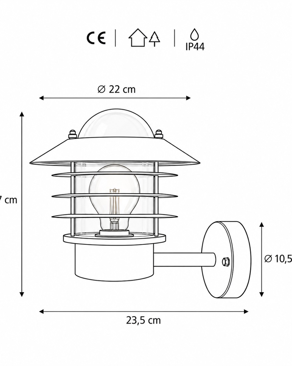 Ystad Svart utelampa från Nordic Lighting - Ystad v&auml;gglampa &auml;r en klassisk och stilren utomhuslampa i aluminium med klart glas.