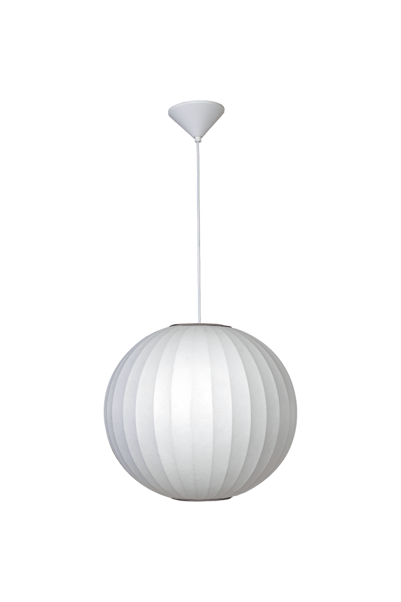 Kanoa Ø40 Vit taklampa från Aneta Lighting - N&auml;r lampan &auml;r t&auml;nd sprids ett behagligt ljus genom tyget och bidrar till en varm och ombonad k&auml;nsla i rummet.